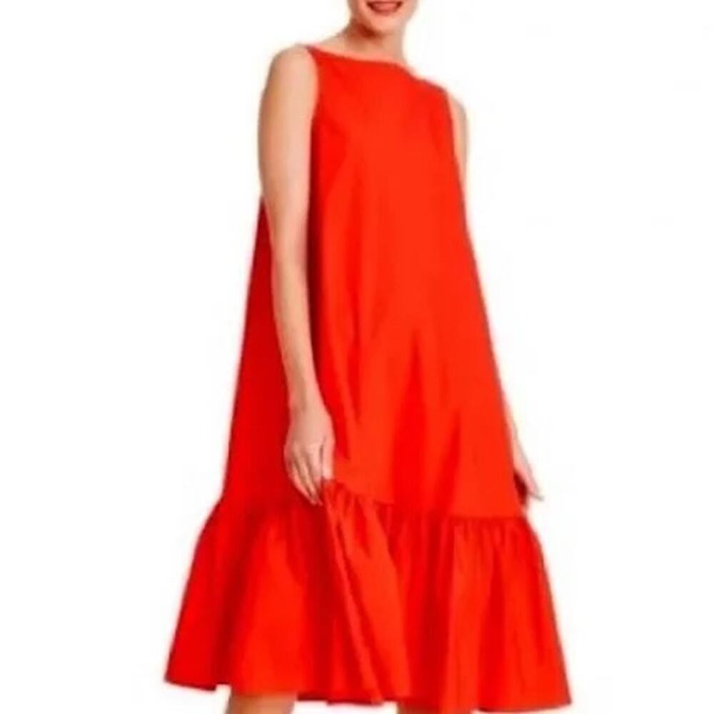 CHRISTOPHER JOHN RODGERS x Target XS Bright Red Ruffle Midi Dress Cotton